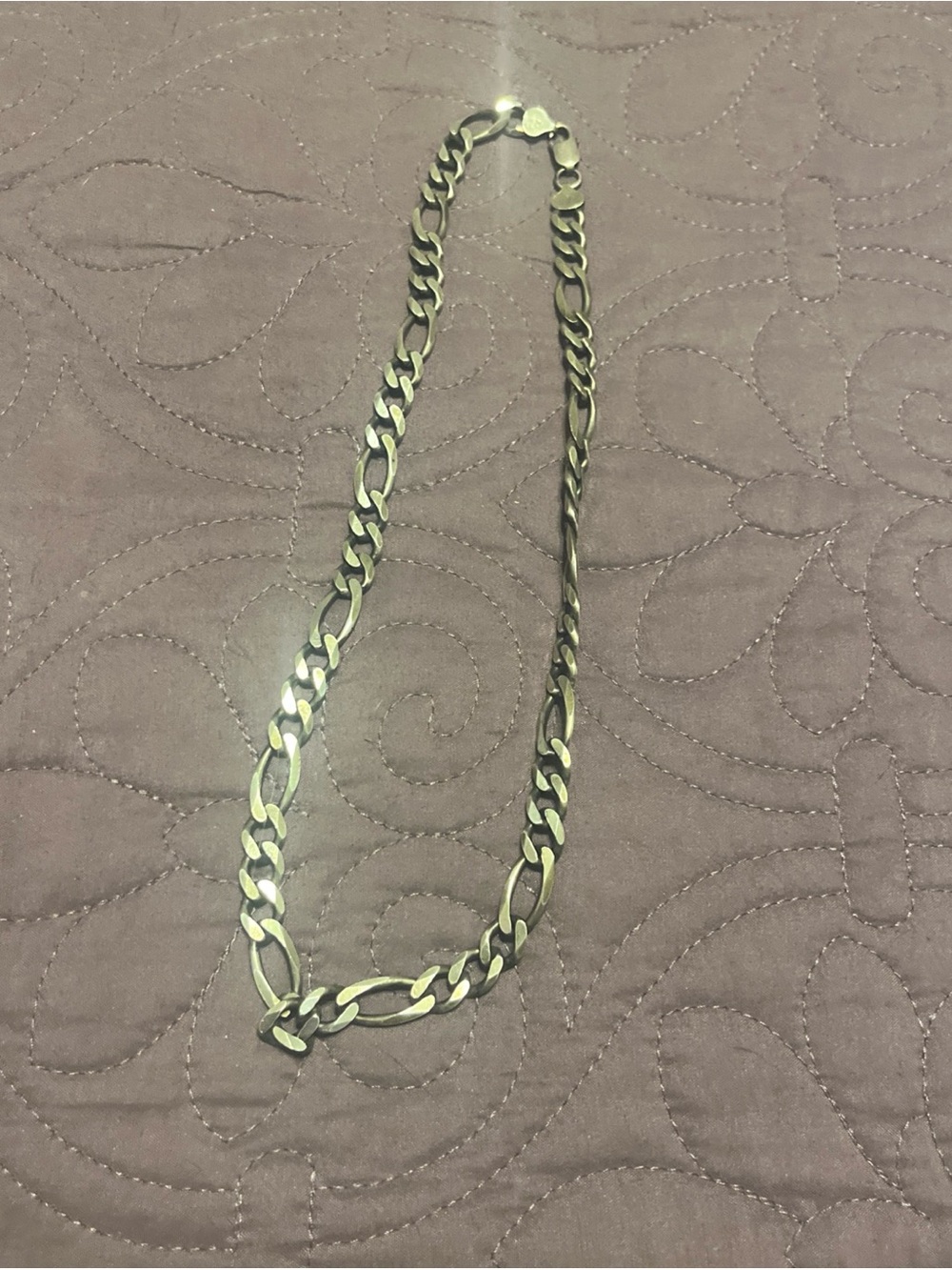 Polished Silver Figaro Chain Necklace for Men